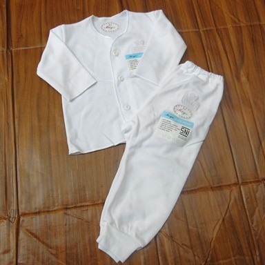 MIYO 3 Stelan Mix (Panjang + Pendek + Kuntung) Putih Size Newborn | 3-6 Bulan (1 Paket)