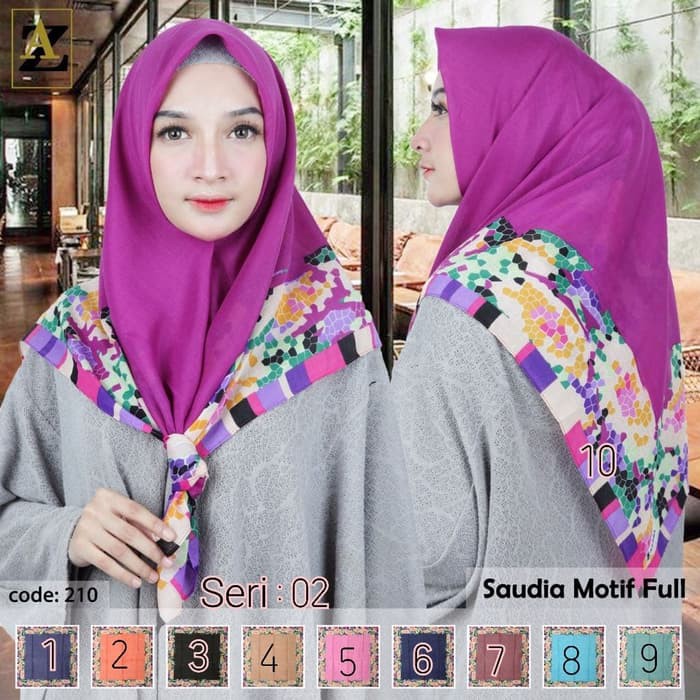 Jilbab Segi Empat Saudia Voal Motif by AZARA - seri : 02