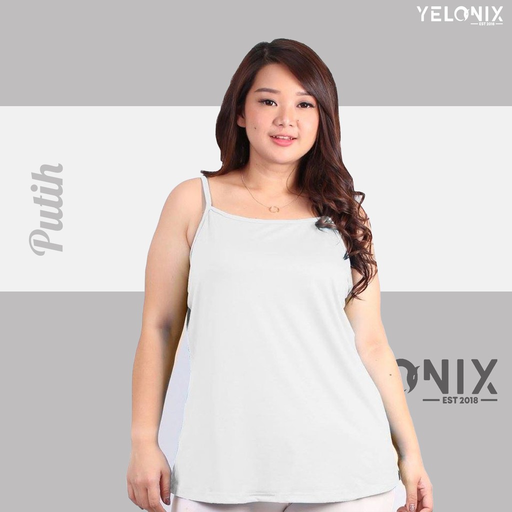 TANKTOP JUMBO POLOS  ( SOFT SPANDEK ) Ukuran Besar / Tank Top Wanita Tali Kecil Big Size - YELONIX