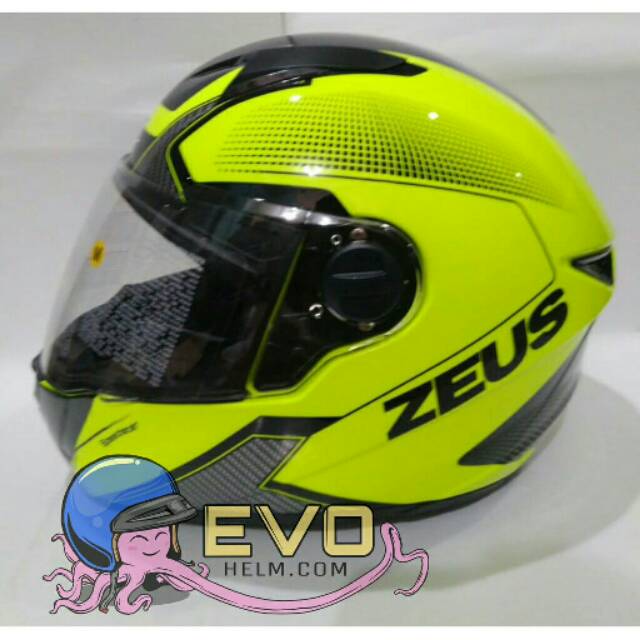 HELM ZEUS FULL FACE HELM ZEUS FULL FACE HELM ZEUS ZS-811 FLUO YELLOW AL6 BLACK - FREE SMOKE VISOR ZEUS ORIGINAL ( ONGKIR 2KG )