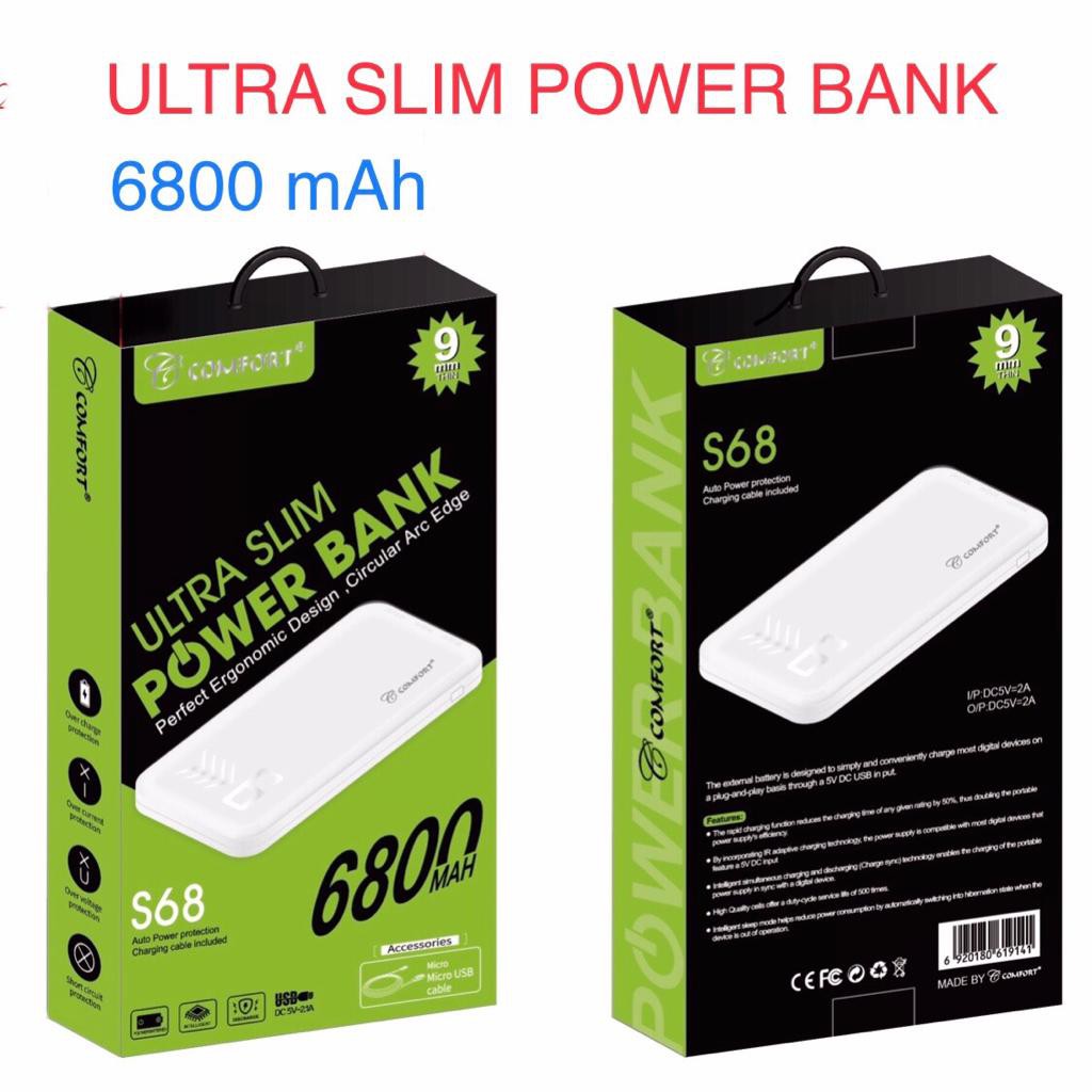 Power Bank COMFORT S68 Ultra Slim 6800 mAh Dual USB/yobaoo power bank