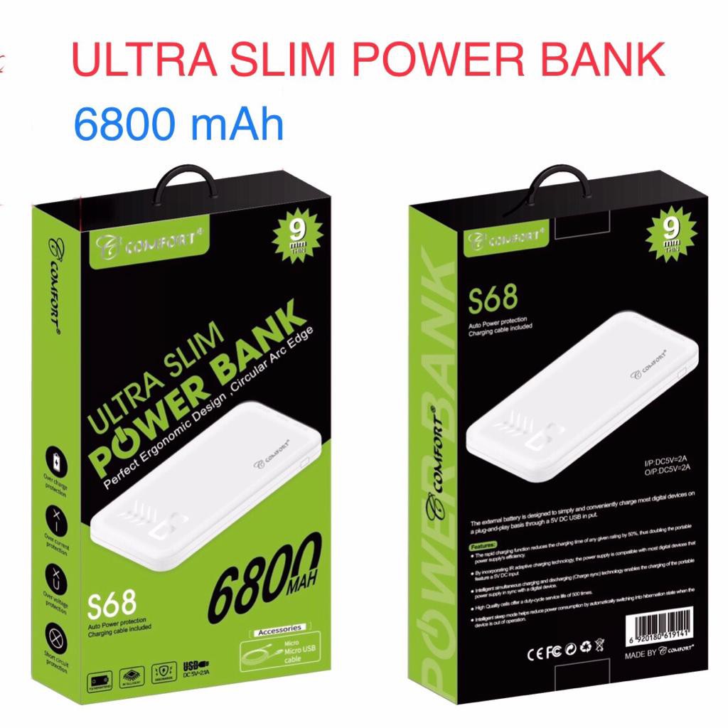 Power Bank COMFORT S68 Ultra Slim 6800 mAh Dual USB