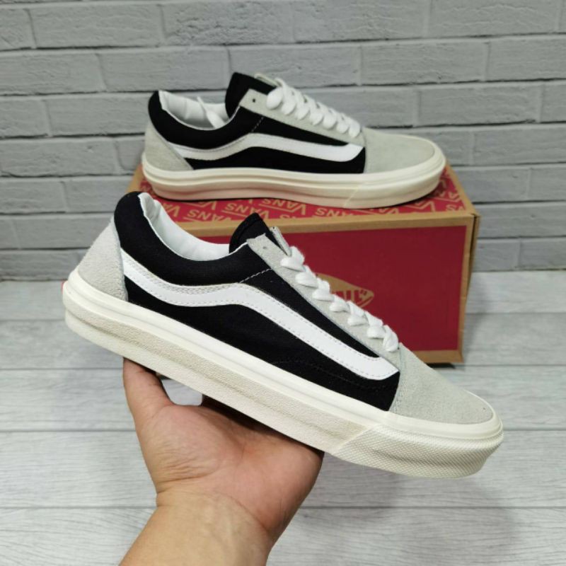 Sepatu Sneakers Laki Laki Pria Vans Old Skool ORIGINAL  abu hitam putihwaffle