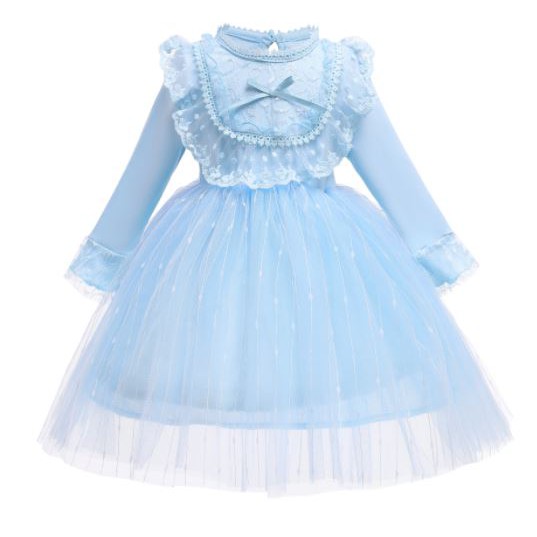 Dress Gaun Pesta Anak Import Lolita Long Sleeved