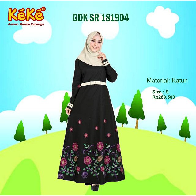 KEKE GDK SR 181904 GAMIS PEREMPUAN KEKE BUSANA MUSLIM WARNA HITAM