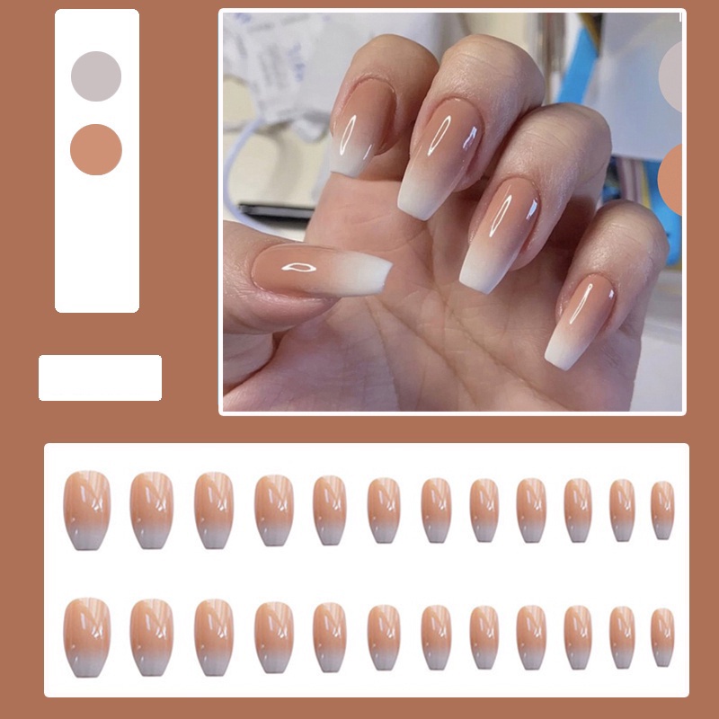 Kuku Palsu Fake Nail 24 Pcs Kemasan Strip Kuku Palsu Baru Fake Nails Kuku Palsu 3d Kuku Palsu Polos French Manicure-T141
