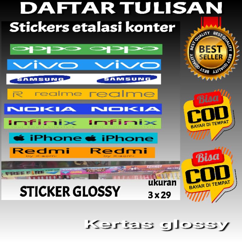 

sticker etalasi konter dan phoncel brand hp