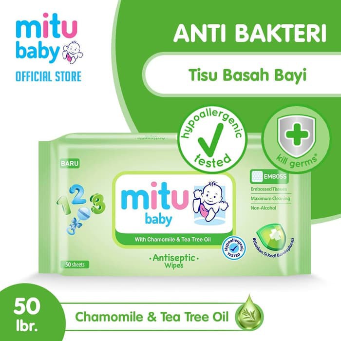 Mitu Baby Antiseptic Wipes Tisu Basah - 10s & 50s Tea Tree Oil