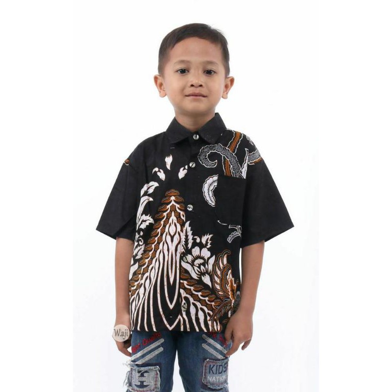 Batik Couple Keluarga Modern Sania Ruffle Ori Ndoro Jowi Dnt Motif ayam-Hem anak