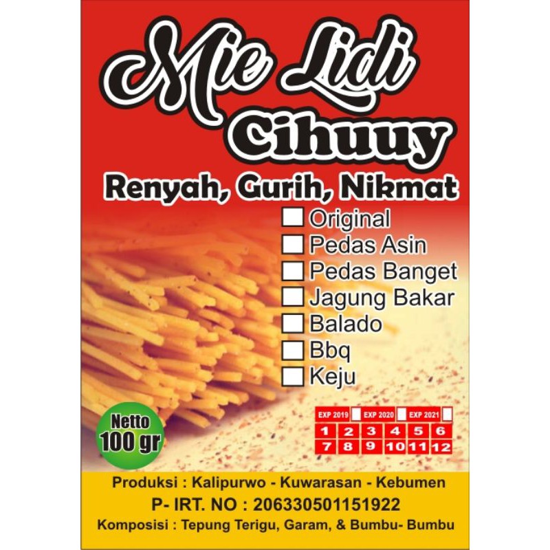 

Mie_Lidi/makanan_ringan/Murah/cemilan/Pedas_Asin/keju/Balado/original/