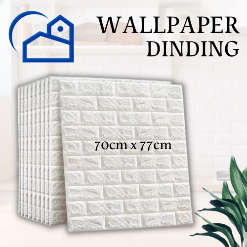 wallpaper dinding 3D foam motif bata warna putih / termurah Wallfoam 3D sticker bata kasar