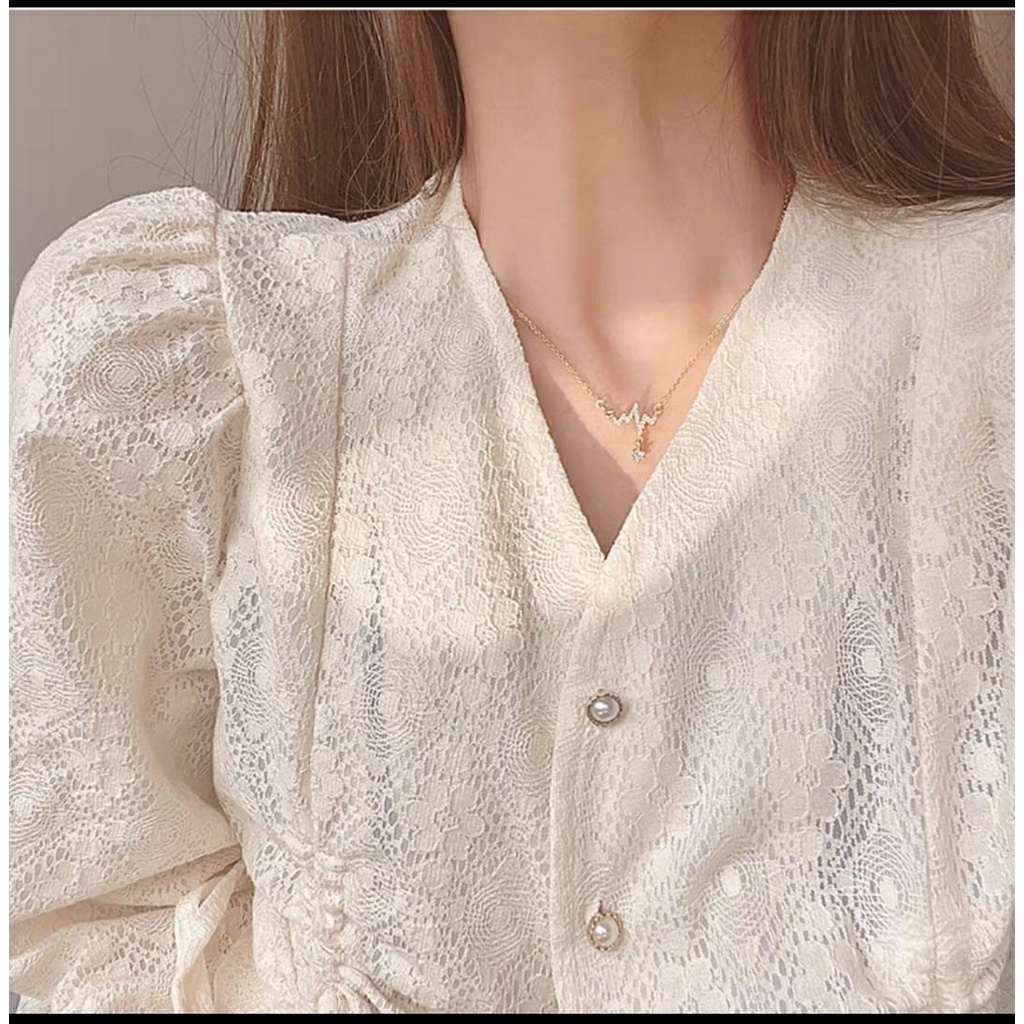 Kalung Rantai Liontin panjang Korean Style Silver Gold Rose Gold