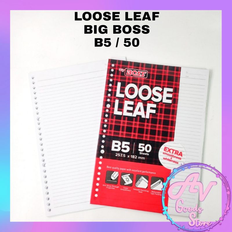 

Loose Leaf B5 50 / Kertas Isi Binder Garis / Kertas LOOSE LEAF BIG BOSS B5 50 lembar