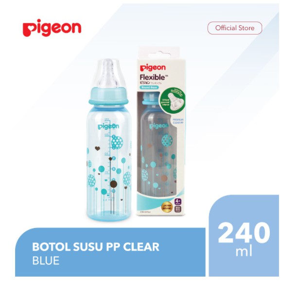 Pigeon Botol Susu PP Clear RP 240ml BLUE Dot Bayi Botol Susu Pigeon Ukuran 240ml