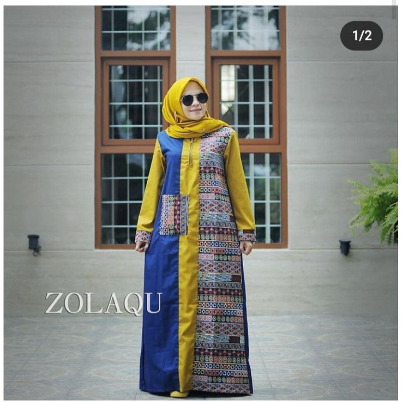 Gamis ZoalaQu kombinasi Songket