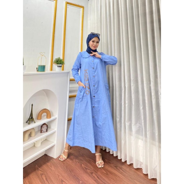 Baju Gamis Dewasa Jeans Jins Denim Wanita Terbaru