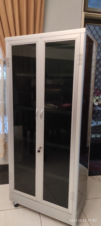 136 Lemari Kaca Etalase 65x40x150 Cm, 5 Susun Full Kaca Riben 5 Mili Rak Serbaguna