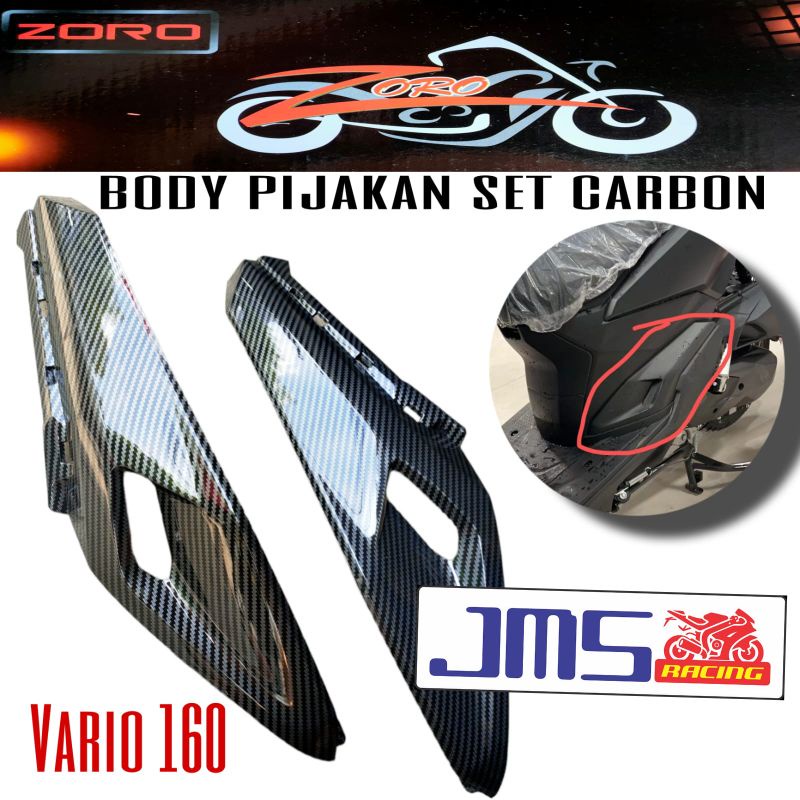 paket cover tutup carbon knalpot/filter hawa/cover pijakan set/corong knalpot vario 160 new zoro