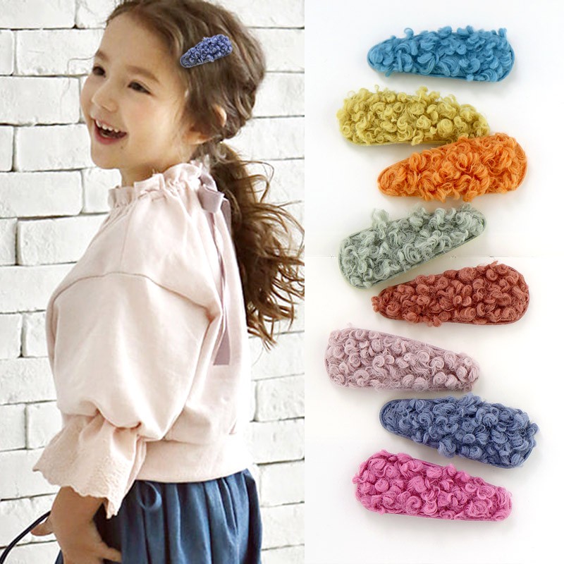 MARKAS   ACC150 Jepit Rambut Anak Wol Fuzzy Plush Warna Warni Korea Style Woman Hairpin  Aksesoris Rambut Wanita