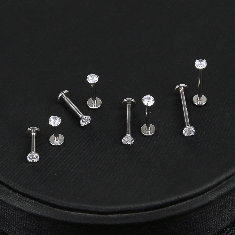 8pcs / Set Anting Stud Kristal Berlian Imitasi Bahan Stainless Steel Untuk Bibir Telinga