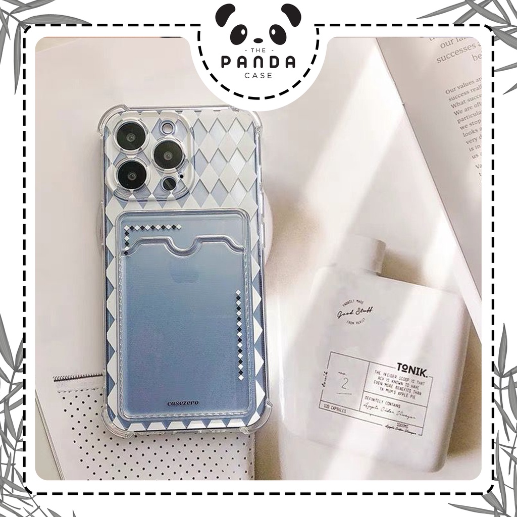 [TPC] Wallet Case Bening Transparant GRID WHITE Card Holder Phone Case IPHONE 6 6S 7 8 PLUS X XS MAX XR 11 12 13 MINI PRO MAX IP026