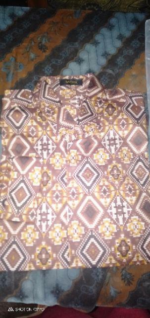 Sanvanina Kemeja Batik Songket Panjang Diamond Brown E-1071