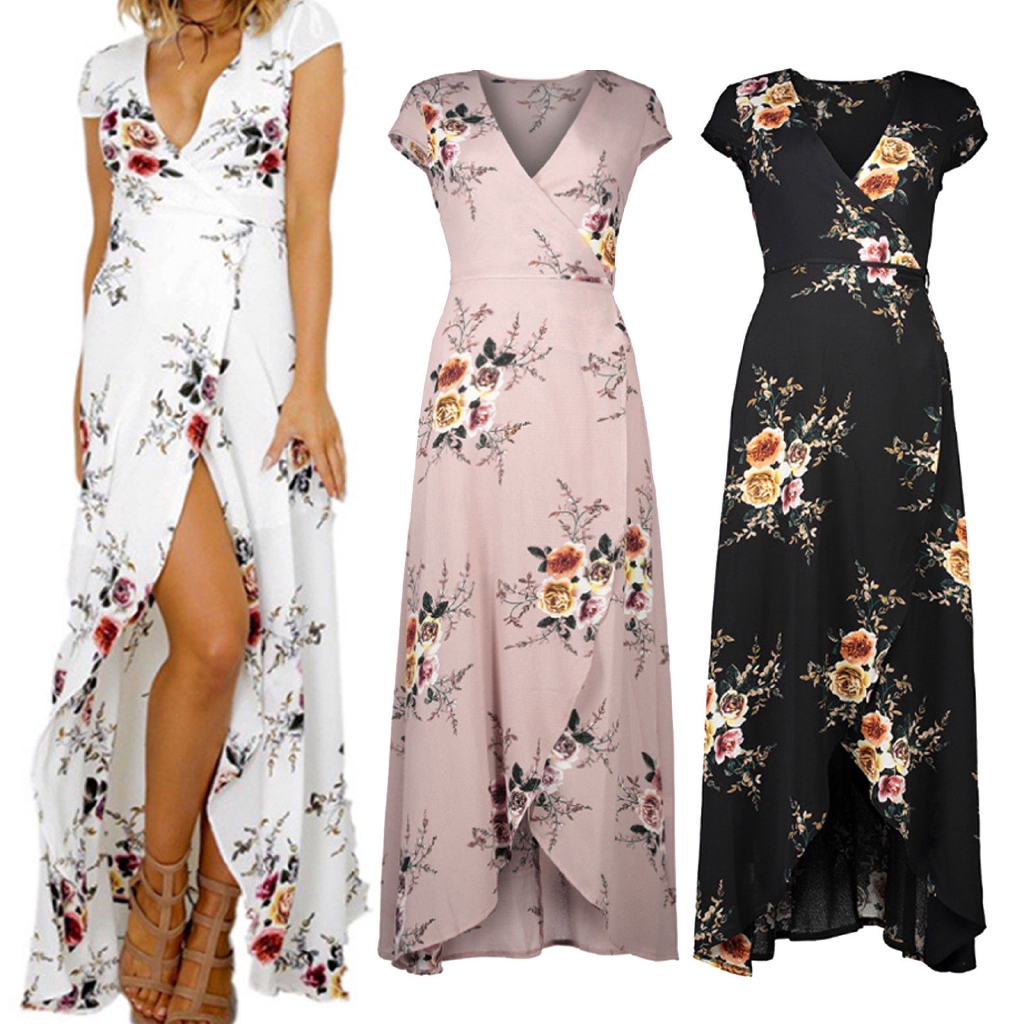 v neck floral dress