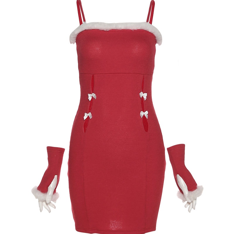 #Sisjuly# Wanita suasana Natal jas jahitan halus keinginan murni angin berongga busur desain jahitan