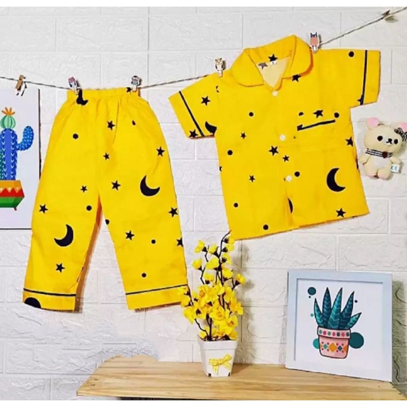 Baju piyama anak cewek terlaris/Baju tidur anak terbaru motif starmon buat anak umur 1-10 Thn
