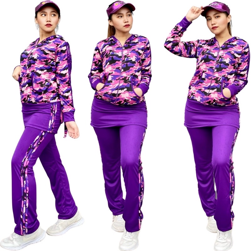 Set Olahraga Army Rok Setelan Senam Baju Gowes Cycling Training Gym Panjang Muslim