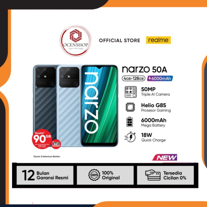 HP realme narzo 50A 4/128GB [Helio G85 Gaming Processor, 6000mAh Mega Battery, 18W Quick Charge