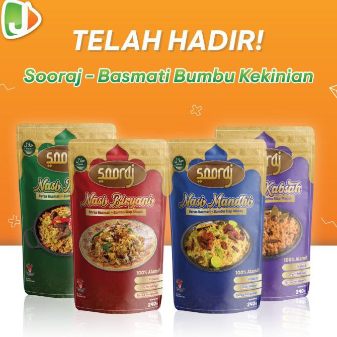 

BISA COD Sooraj - Beras Basmati + Bumbu Siap Masak 240gr ( 1 set ) EKSLUSIF Kode 627