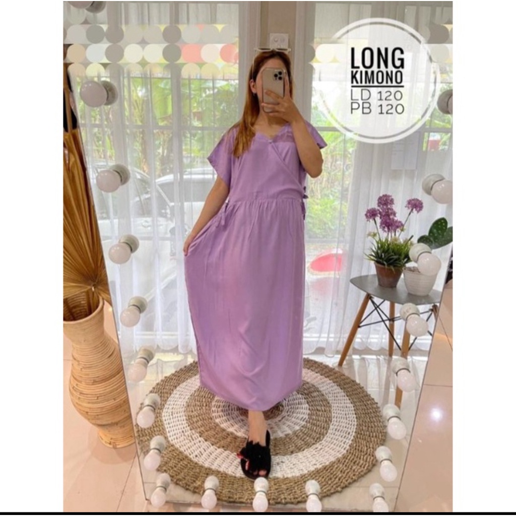 DASTER KIMONO POLOS TALI SAMPING DASTER LONG KIMONO POLOS TALI SAMPING KEKINIAN BAHAN RAYON BISA COD