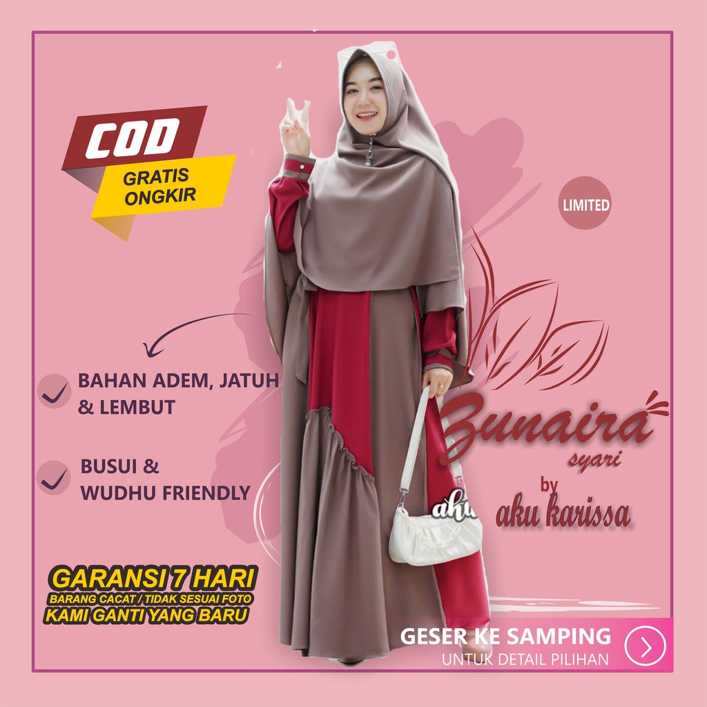 Gamis aku karissa ori terbaru ZUNAIRA Itycrepe Premium Set Khimar new model