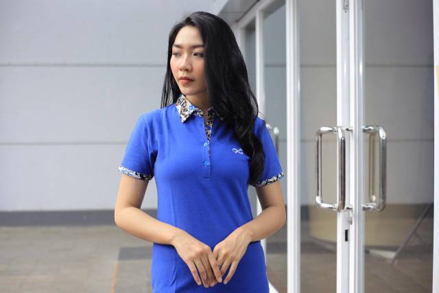 Loyal Dress Batik Biru Modern Wanita M L XL XXL