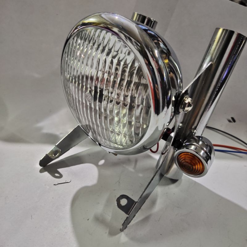 Lampu pesek mini Crome plus breket longsong plus sen variasi RX king cb Tiger Megapro Vixion dll