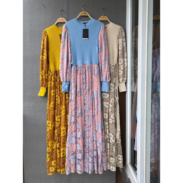 rafika maxi, gamis brukat mewah, dres import rajut premium, maxi bangkok, gamis bkk, gamis kondangan