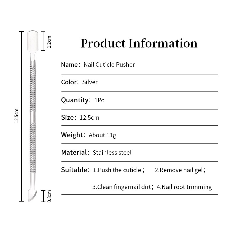 1pc Alat Pendorong Kutikula Dua Sisi Untuk Desain Nail Art DIY