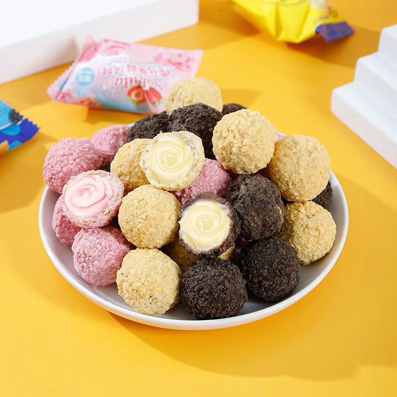 [ 1PCS] Fried Cookie Ball CHOCO LAVA MINI China - Biskuit Cookie Coklat, Sakura, Cheese &amp; Coconut 爆浆曲奇小丸子