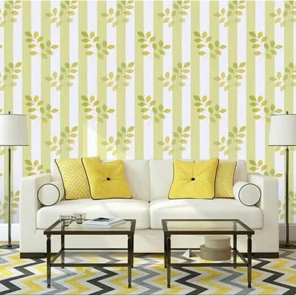 WALLPAPER STICKER DINDING DAUN SALUR HIJAU