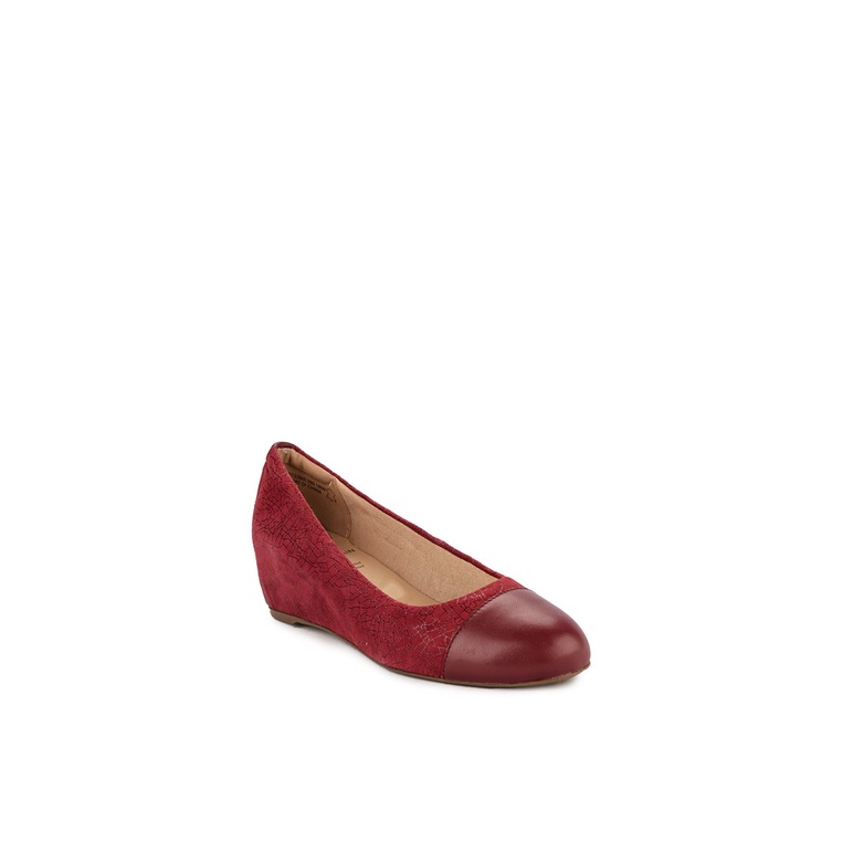 SEPATU WEDGES KULIT OBERMAIN WANITA ORIGINAL TERBARU MERAH MAROON OW05