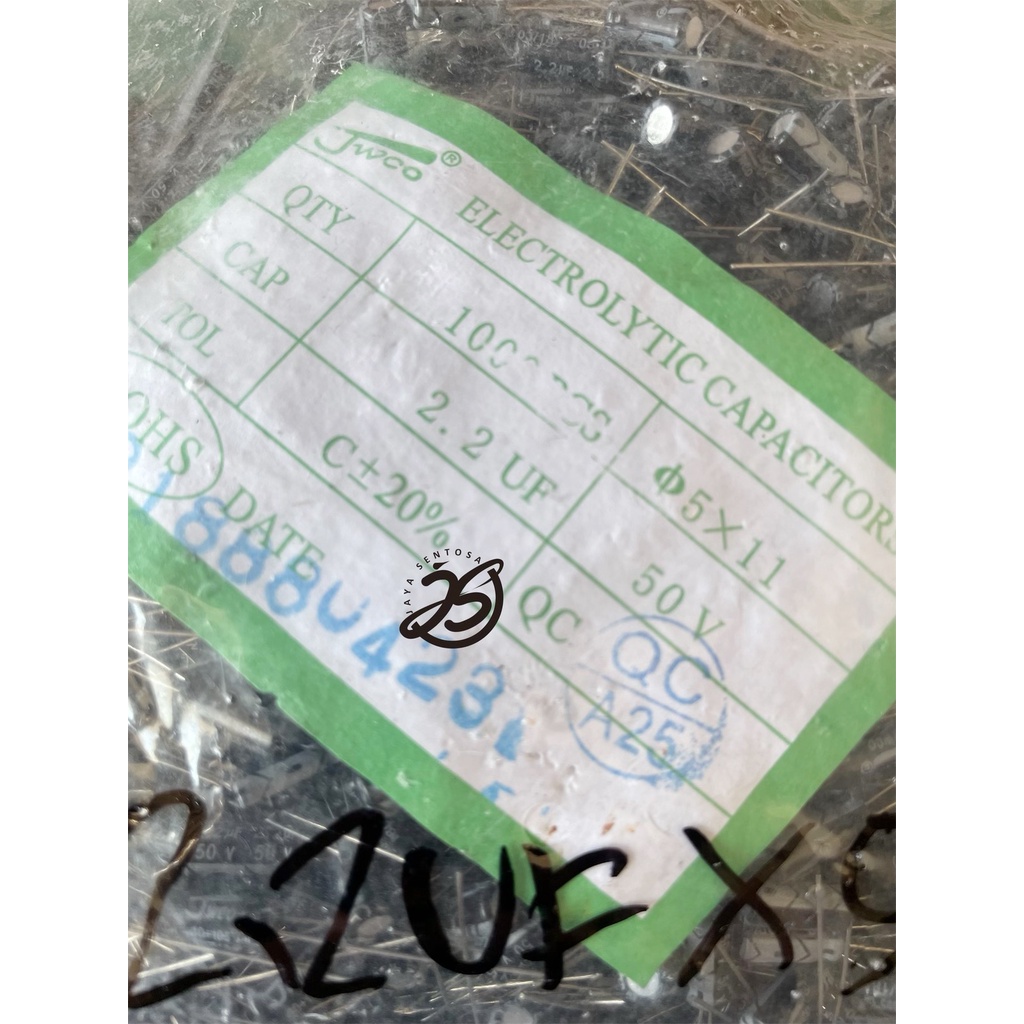 ELCO 2,2UF 50V (1 BUAH) KAPASITOR CAPACITOR ELCO KAPASITOR ELKO KAPASITOR 2.2UF 50 V