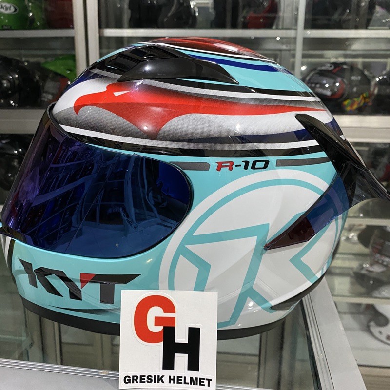 KYT R10 AQUA BLUE RED | HELM KYT R10 AQUA BLUE RED | HELM KYT R10 AQUAMARINE | KYT R10 AQUA MARINE