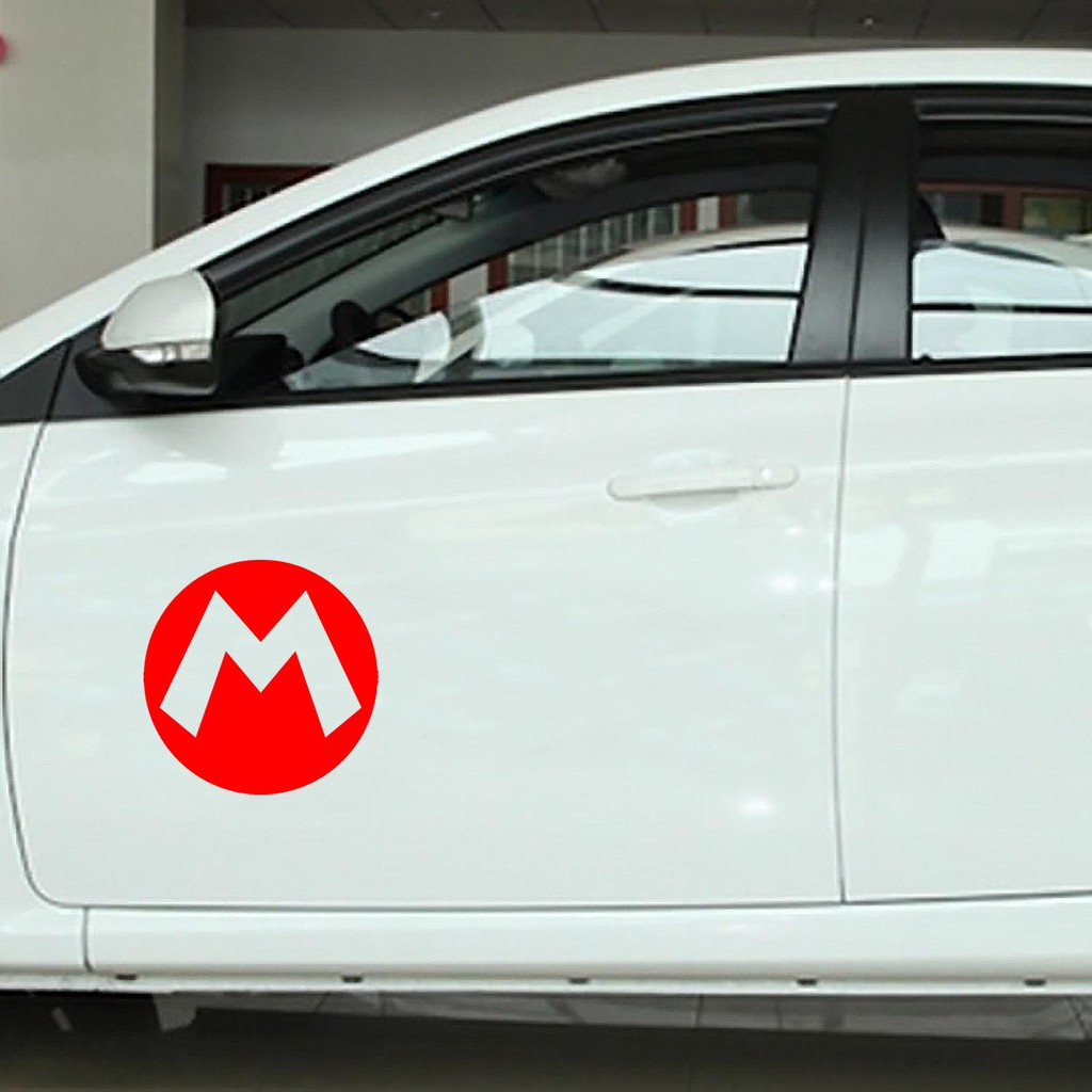 Sticker Mobil Cutting Vinyl Mario Bros Huruf M Merah (1 buah)