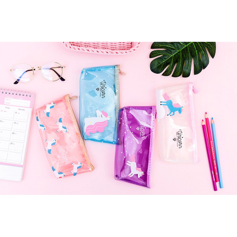

TKB Tempat Pensil model / Tempat Pensil Unicorn transparan/kosmetik pouch