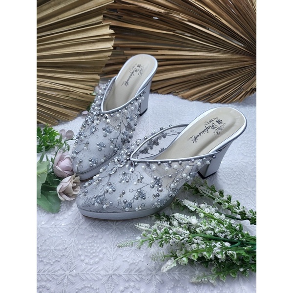 sepatu wedding Marisa silver 9cm tahu