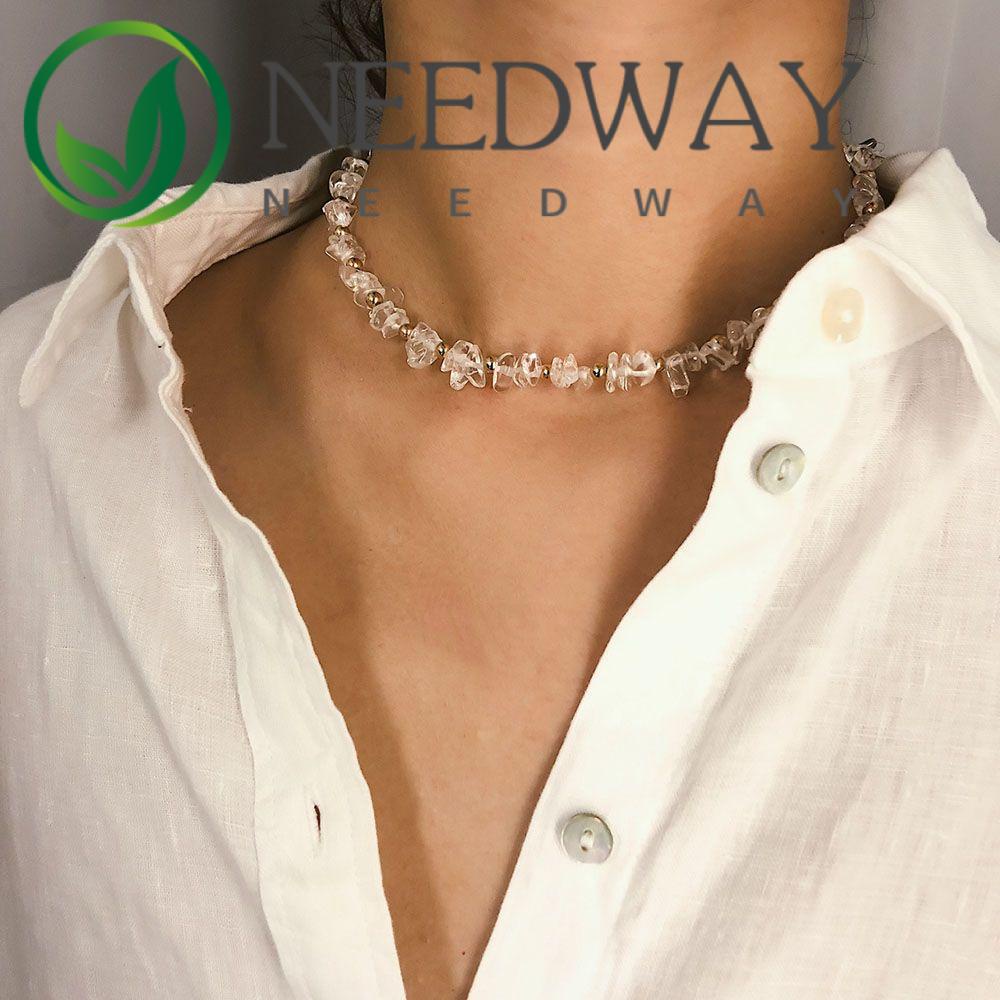 Needway  Vacation Necklace Fashion Accessories Clavicle chain Long Pendant Transparent Gift For Clavicle chain Girls Elegant Alloy Crystal Jewelry/Multicolor