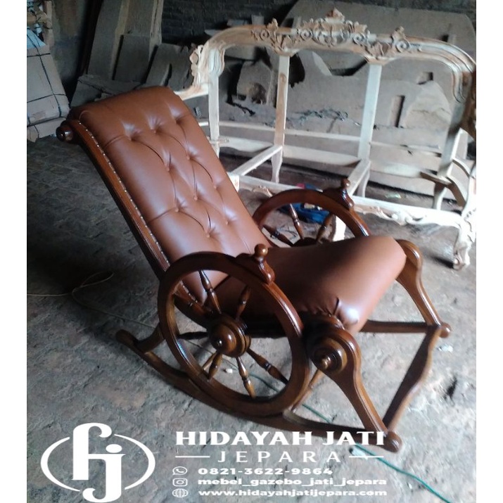 kursi goyang - kursi malas kayu jati
