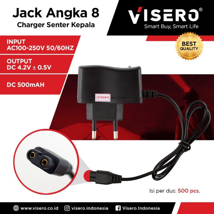 Charger Senter Kepala Selam / Headlamp Visero ( Jack Angka 8 )