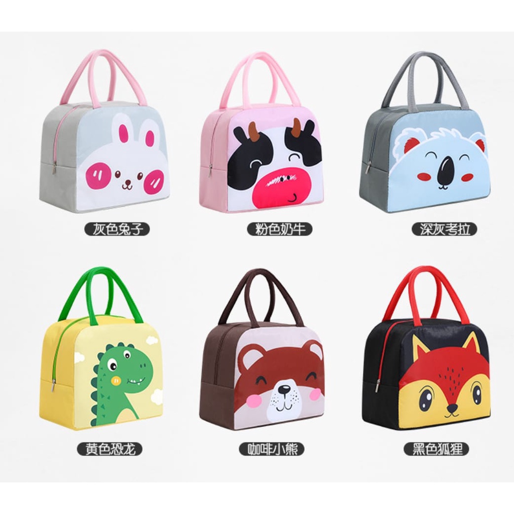 [BIG SALE] Lunch / Cooler Bag Tas Bekal Makanan Resleting ANIMAL 1 (Free ice jelly)